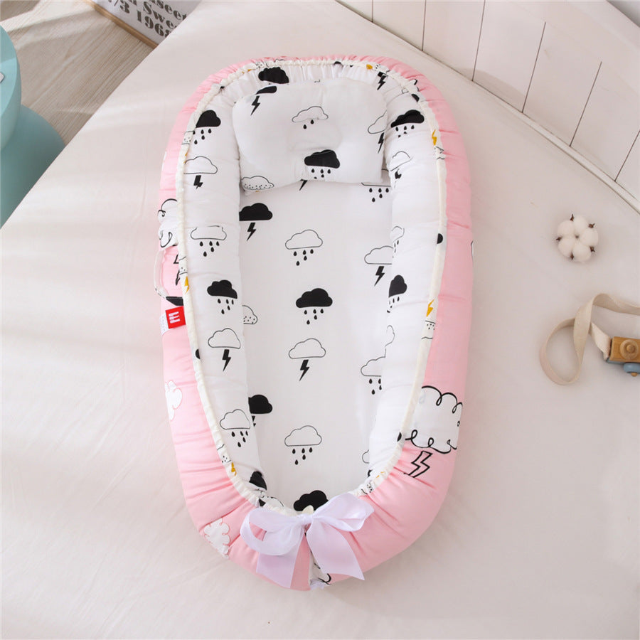 Baby Infant Nest Lounger Portable Breathable Travel Home Bed Crib With Pillow