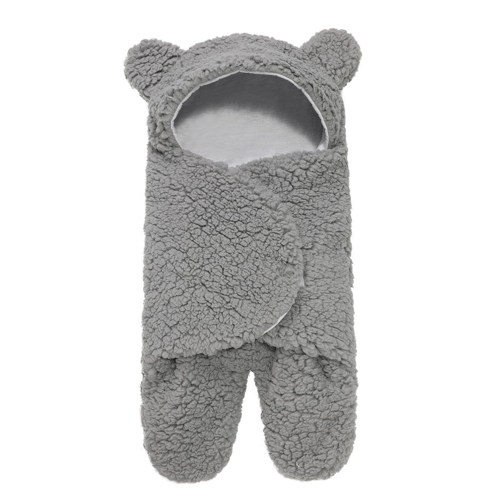 Thickened Fall and Winter Baby Split-Leg Plush Swaddle Sleep Sack- Anti-Kick