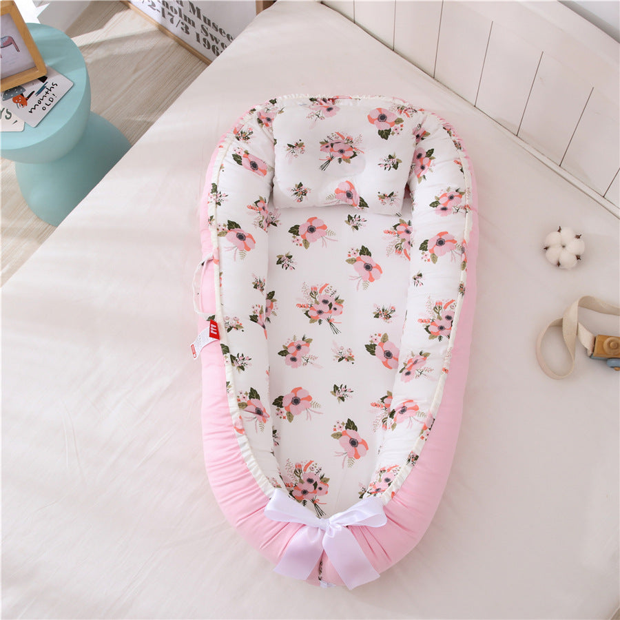 Baby Infant Nest Lounger Portable Breathable Travel Home Bed Crib With Pillow