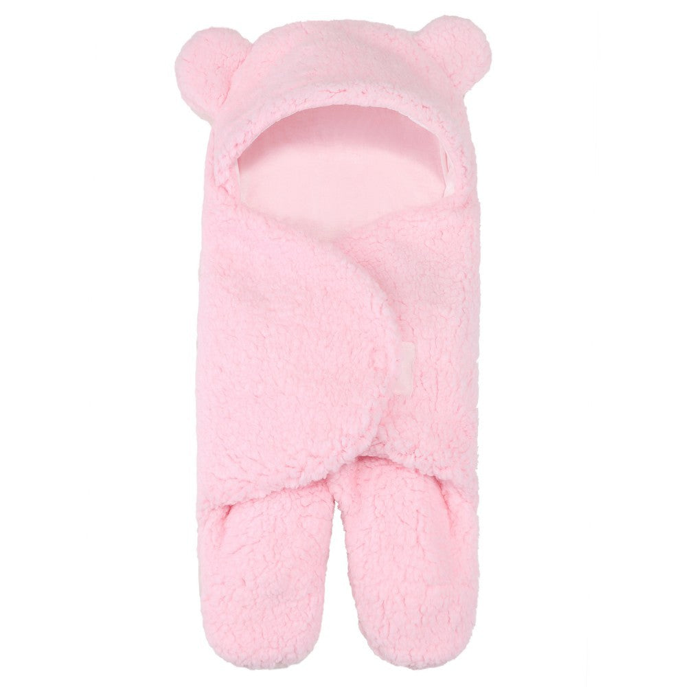 Thickened Fall and Winter Baby Split-Leg Plush Swaddle Sleep Sack- Anti-Kick