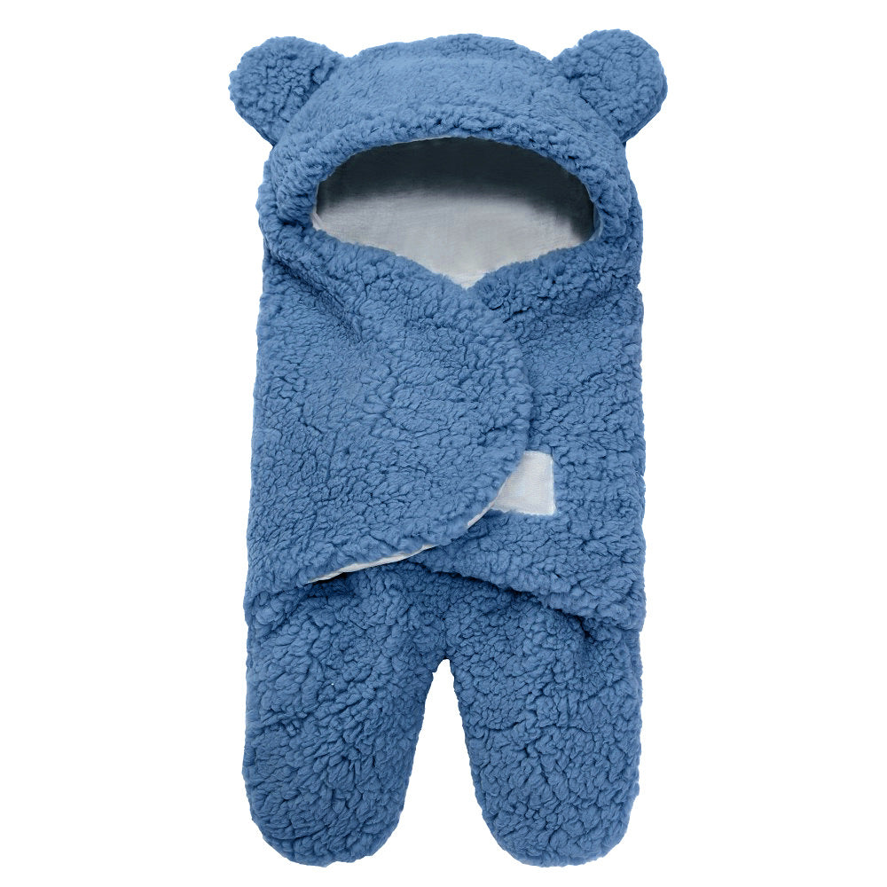 Thickened Fall and Winter Baby Split-Leg Plush Swaddle Sleep Sack- Anti-Kick