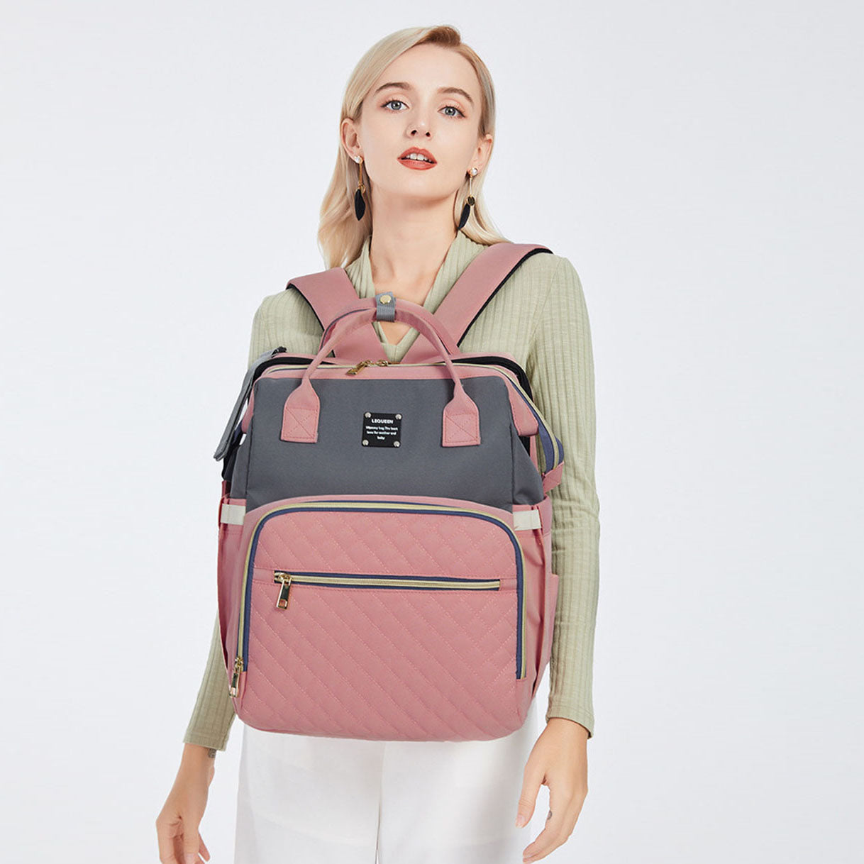 Baby Diapers Bag Backpack Portable Foldable Travel Bed Large Capacity USB Port