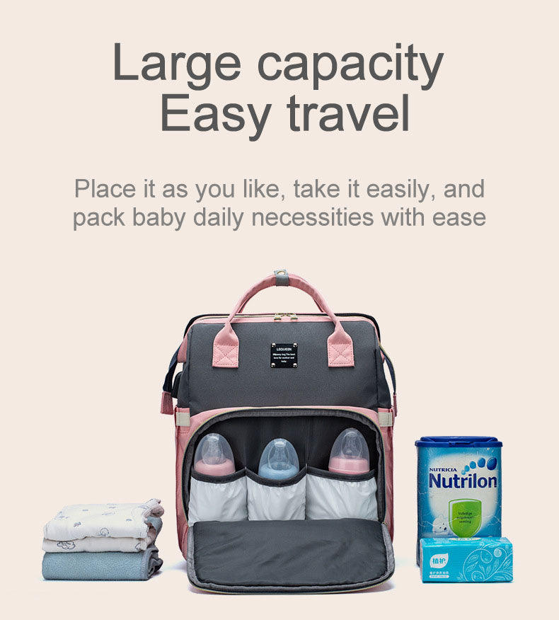 Baby Diapers Bag Backpack Portable Foldable Travel Bed Large Capacity USB Port