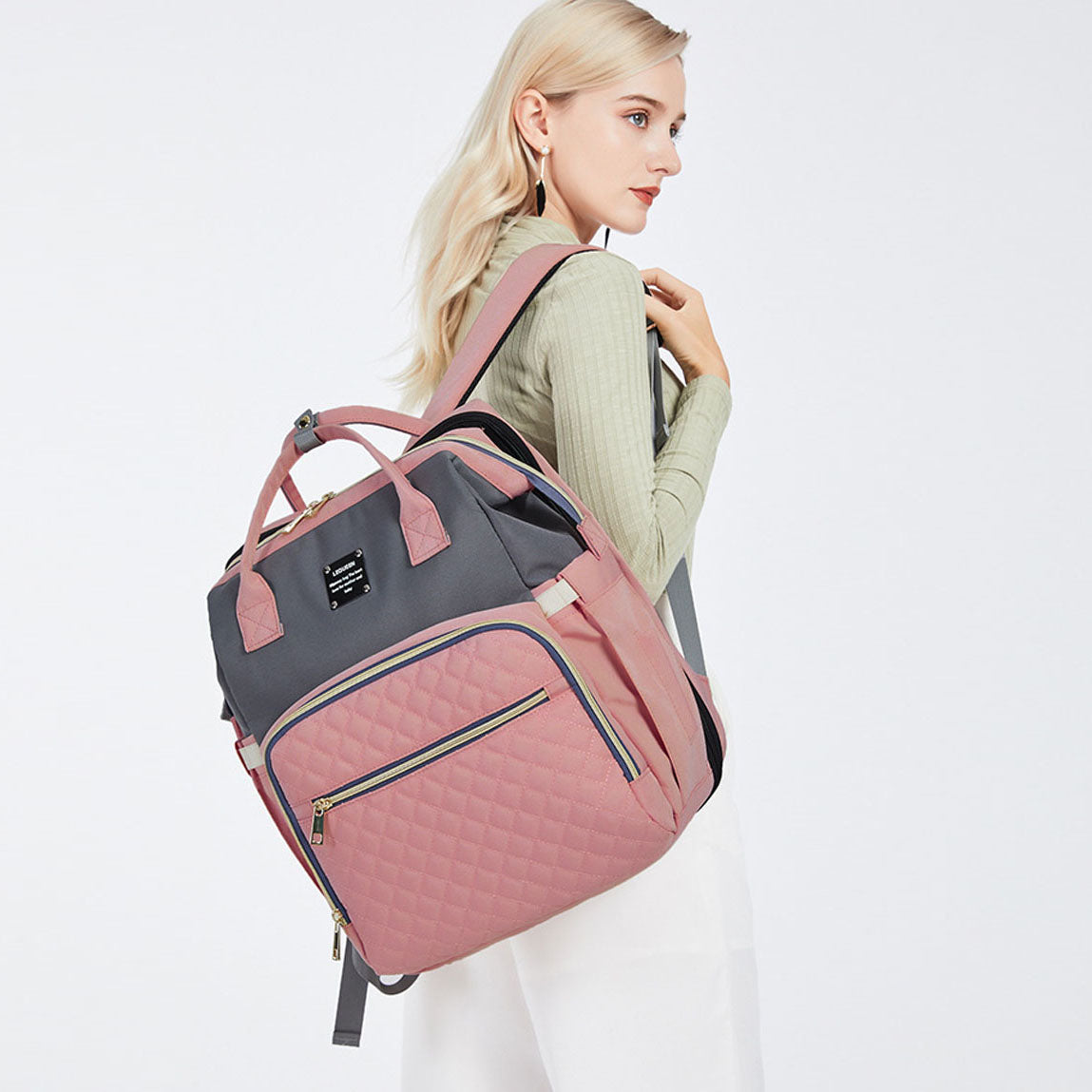 Baby Diapers Bag Backpack Portable Foldable Travel Bed Large Capacity USB Port