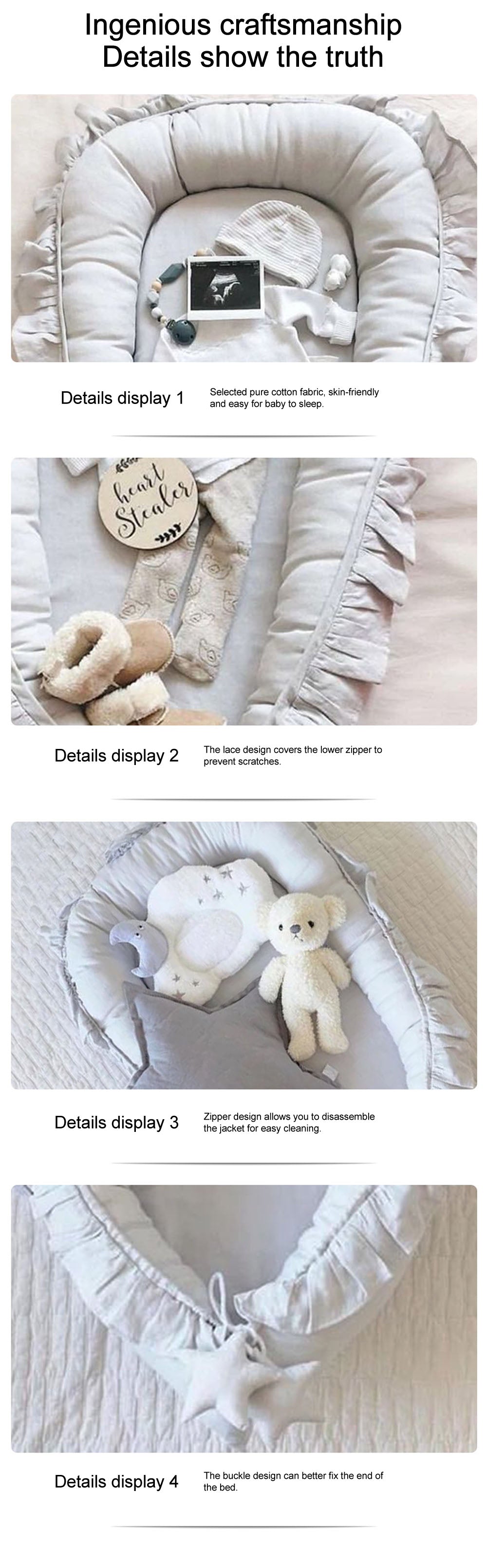 Ruffle Baby Travel Nest Lounger Crib Portable Cocoon Bionic