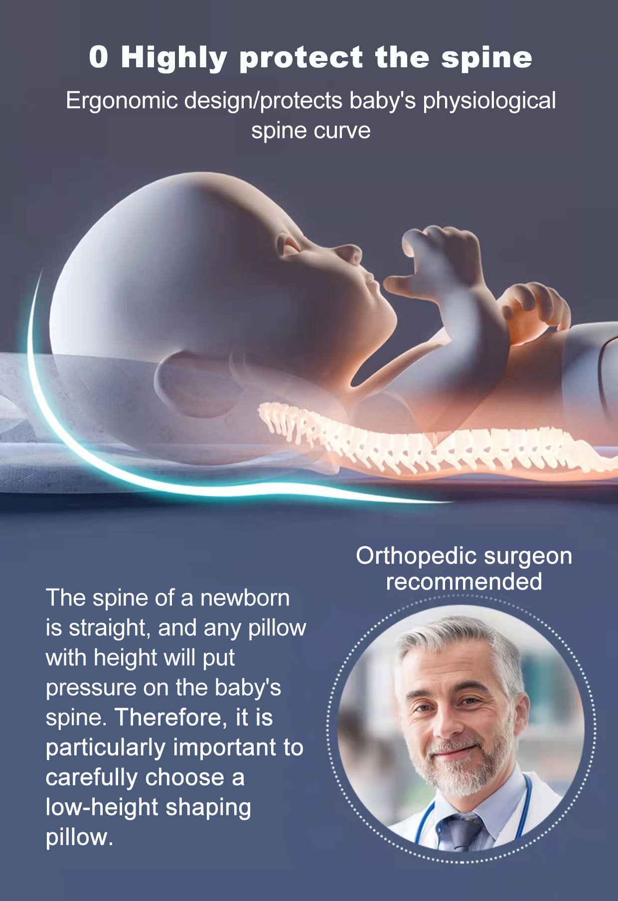 Newborn baby anti flat head pillow core Silk floss Latex