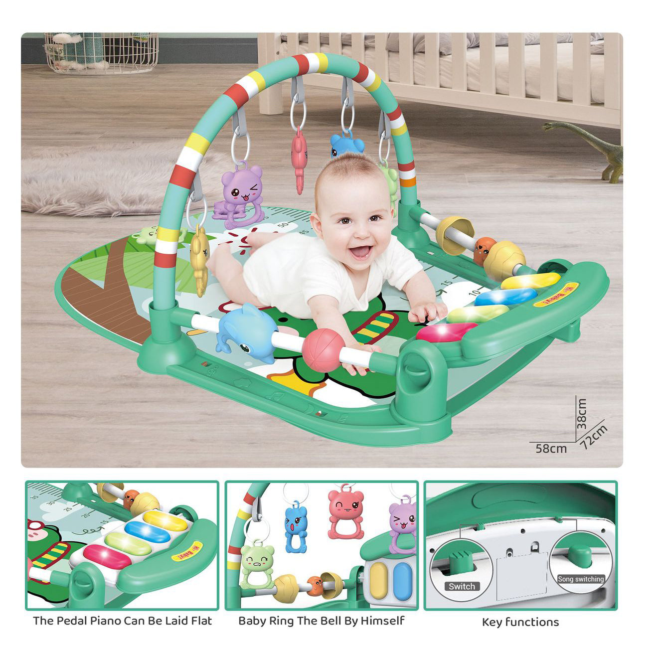 Baby Gym Game Mat Music Pedal Piano Toy 0-36 Months Newborn
