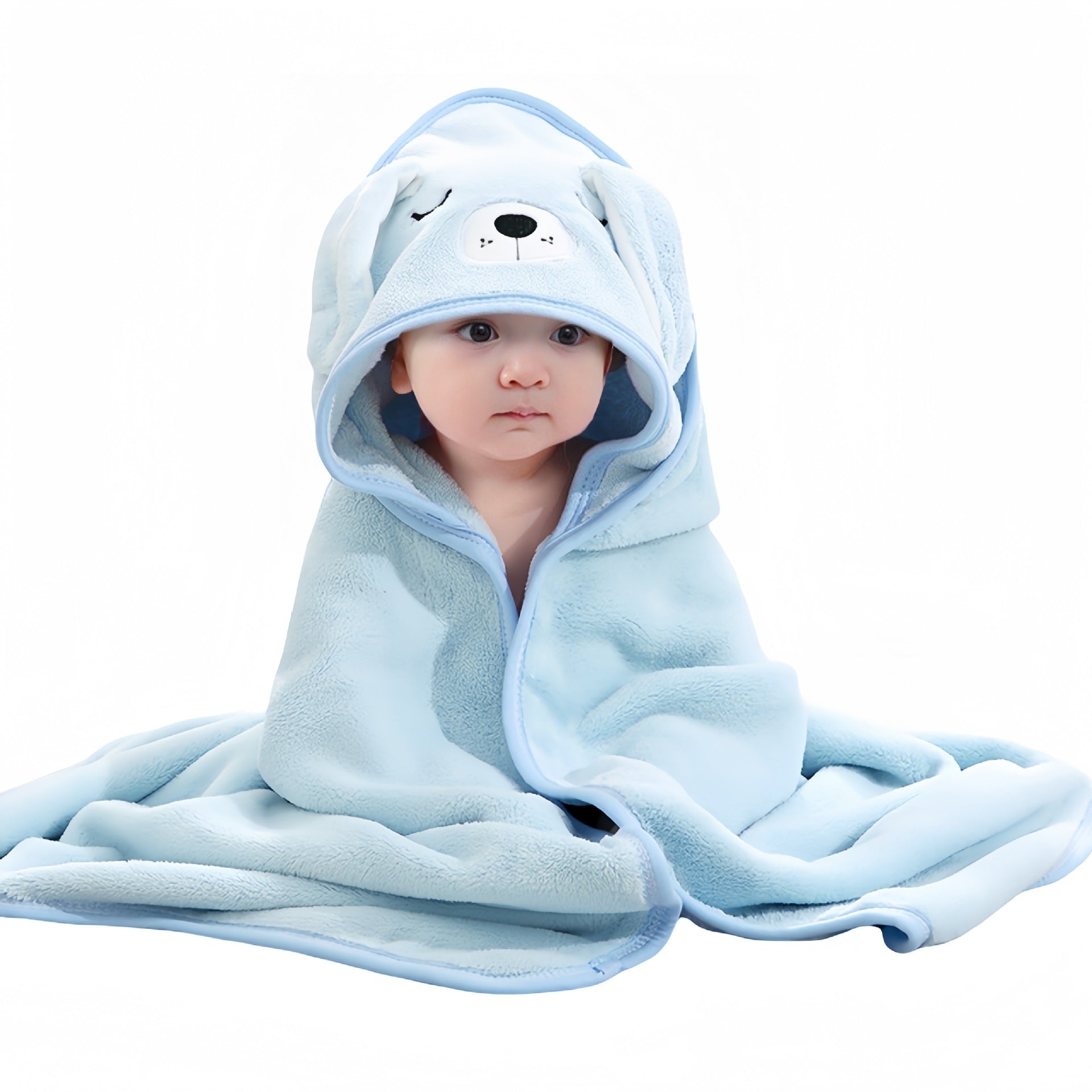 Baby newborn swaddle wrap cute cartoon blanket hooded bath towel Coral fleece