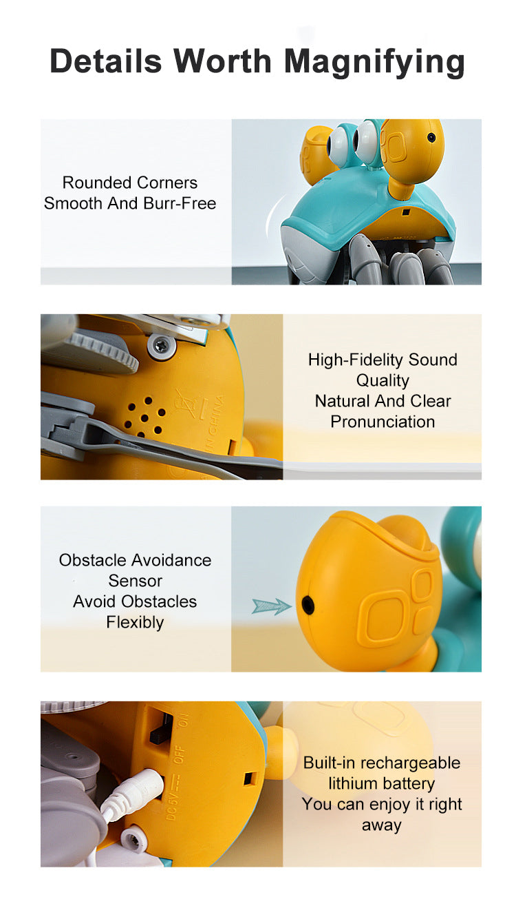 electric Crawling crab toy rechargeable luminous music for Baby Newborn
