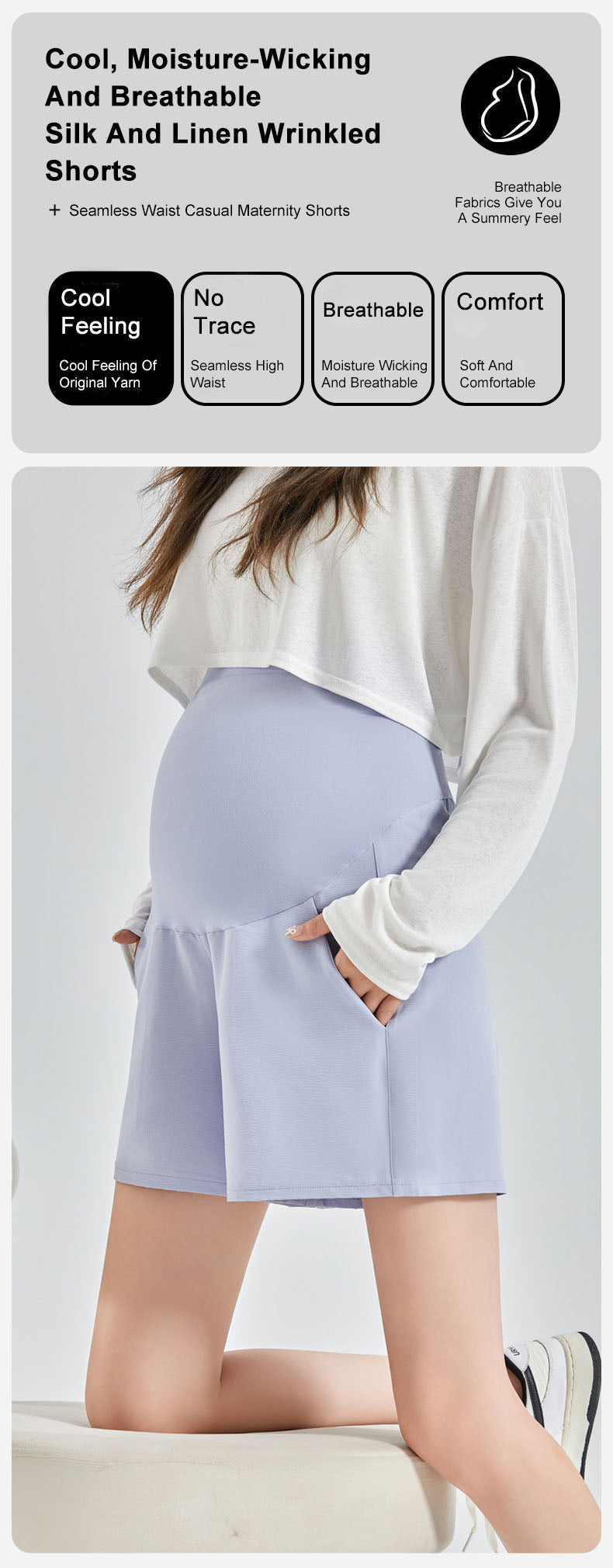 Anti-Slip Belly Support Shorts: Loose Thin Yoga Pants for Active Moms