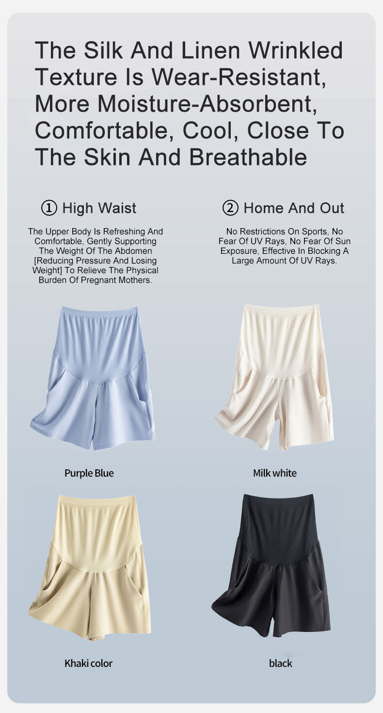 Anti-Slip Belly Support Shorts: Loose Thin Yoga Pants for Active Moms