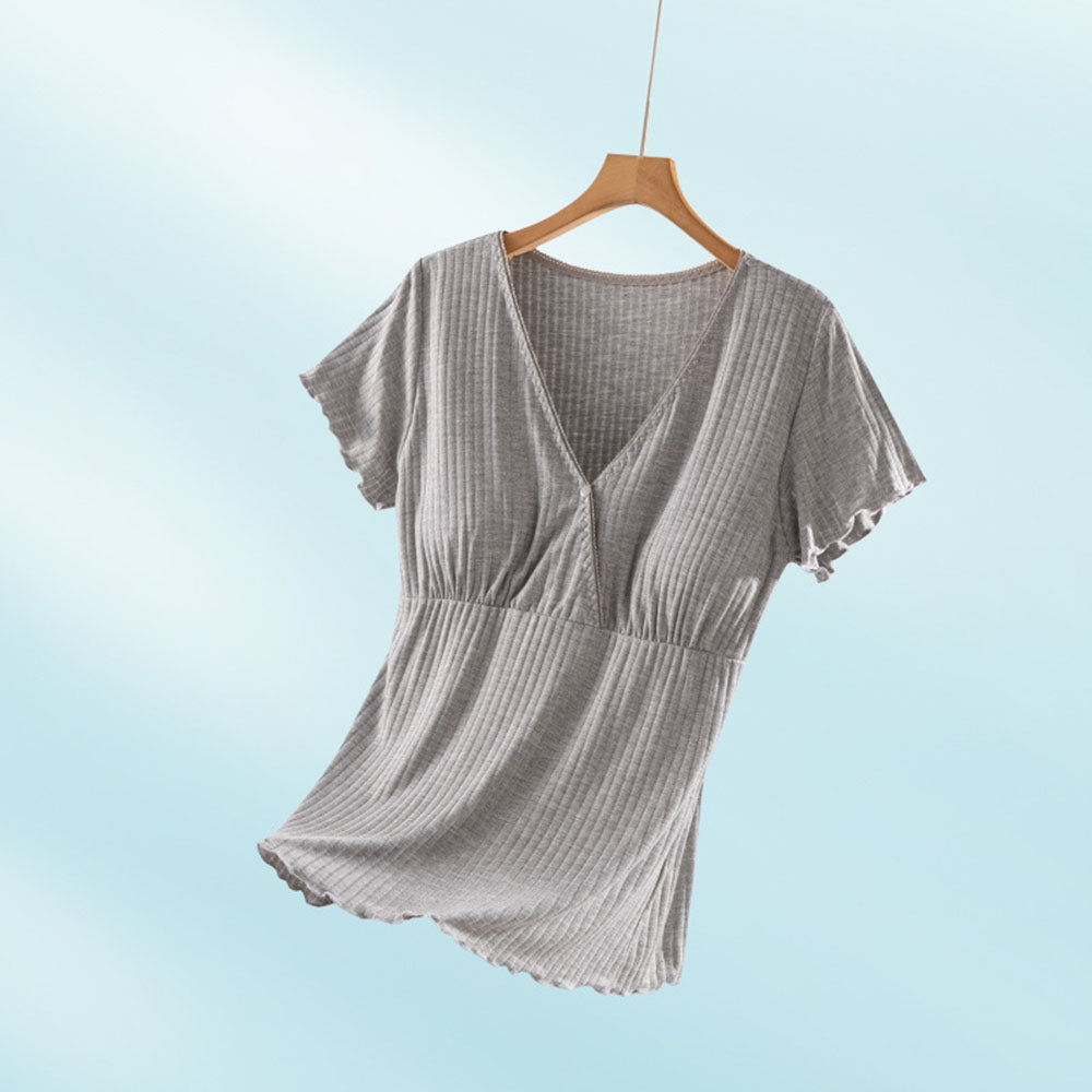 Short Sleeve Nursing Pajama : Button Down Sleepwear Bump