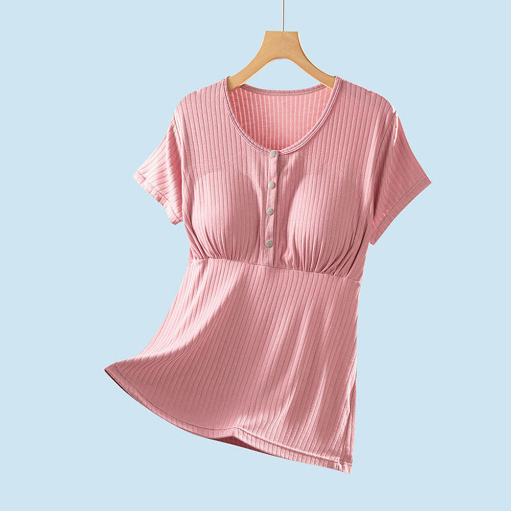 Nursing Tops Short-Sleeved T-shirts Large-size Front buttoning