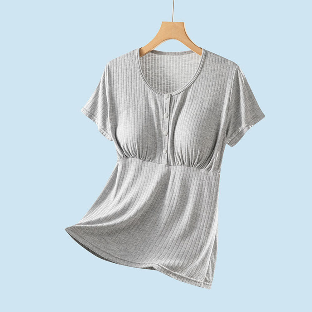 Nursing Tops Short-Sleeved T-shirts Large-size Front buttoning