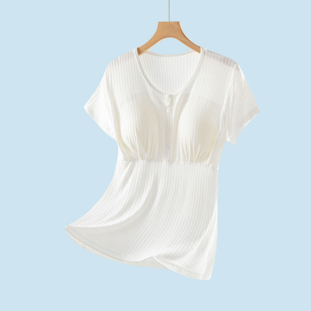Nursing Tops Short-Sleeved T-shirts Large-size Front buttoning