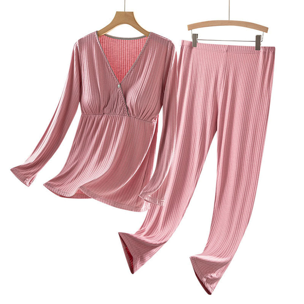 Nursing Breastfeeding Long-sleeved Pajamas Suit