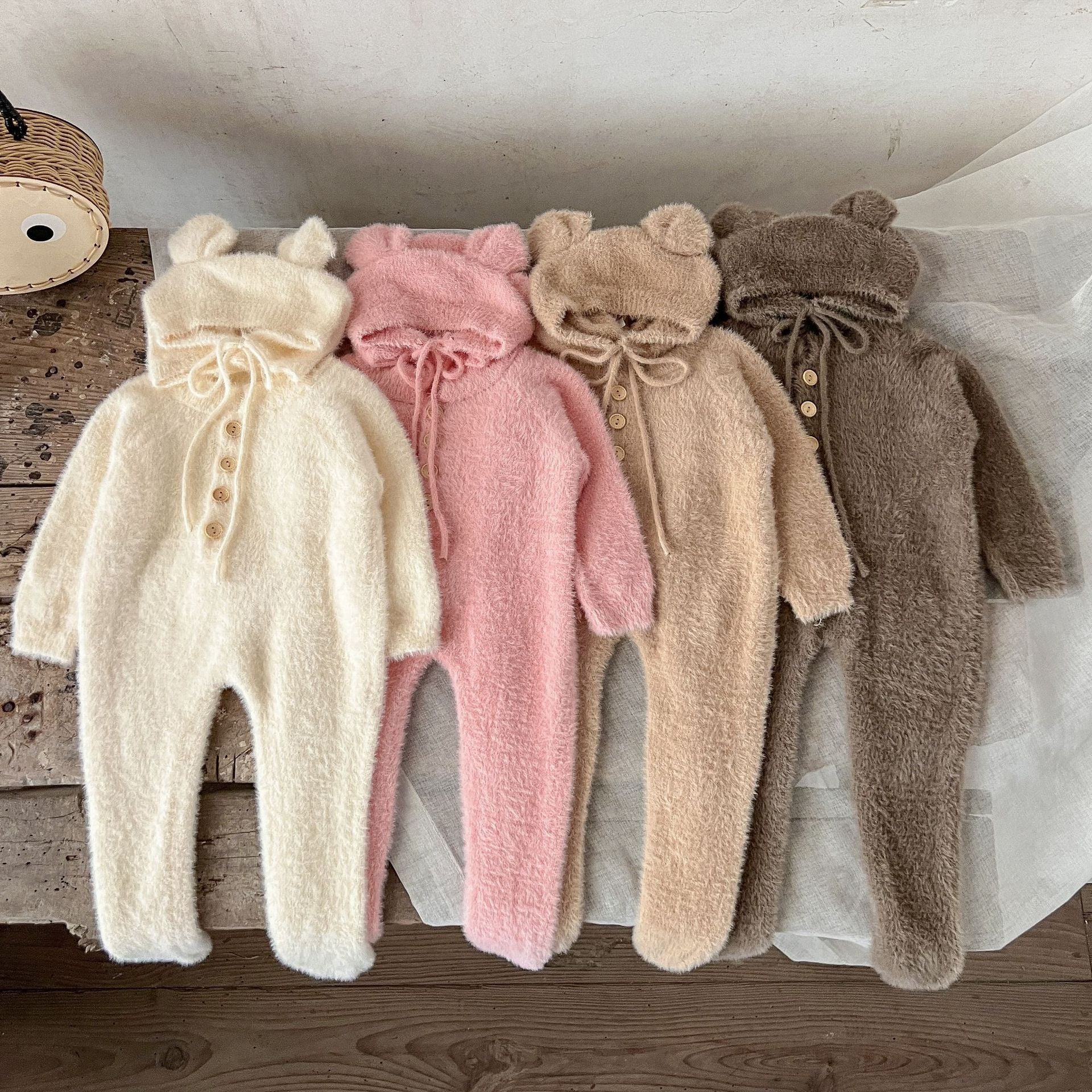 Baby winter onesie baby 100-day clothes mink fleece romper