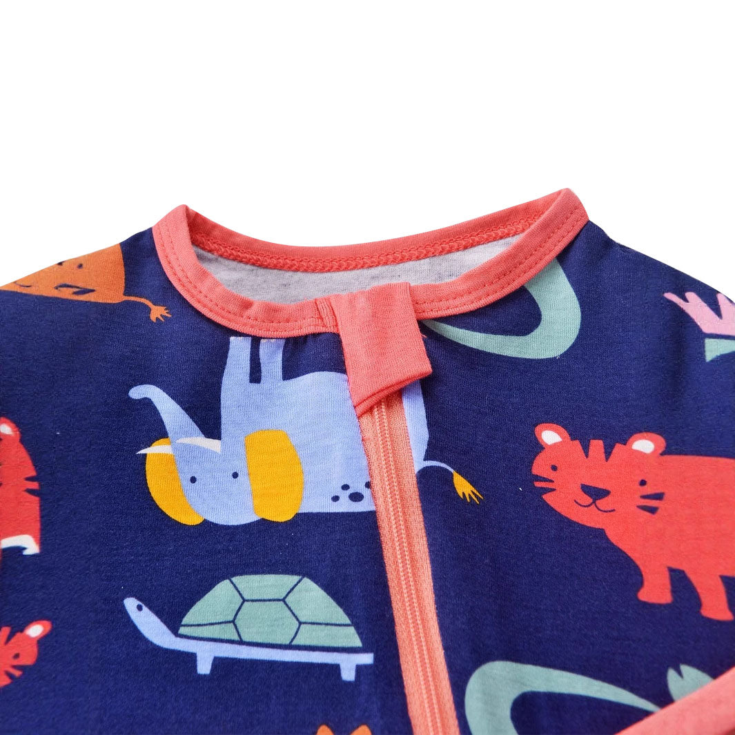 Bamboo fiber baby long-sleeved Zipper onesie Romper Fit All Season