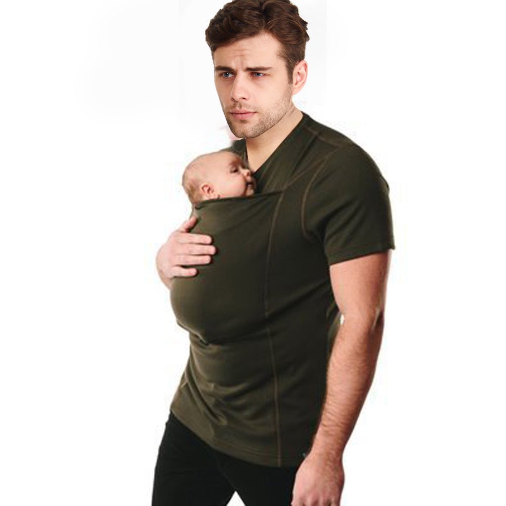 Kangaroo Mom Dad Pouch Baby Carrier T-Shirt Pocket For Women Men