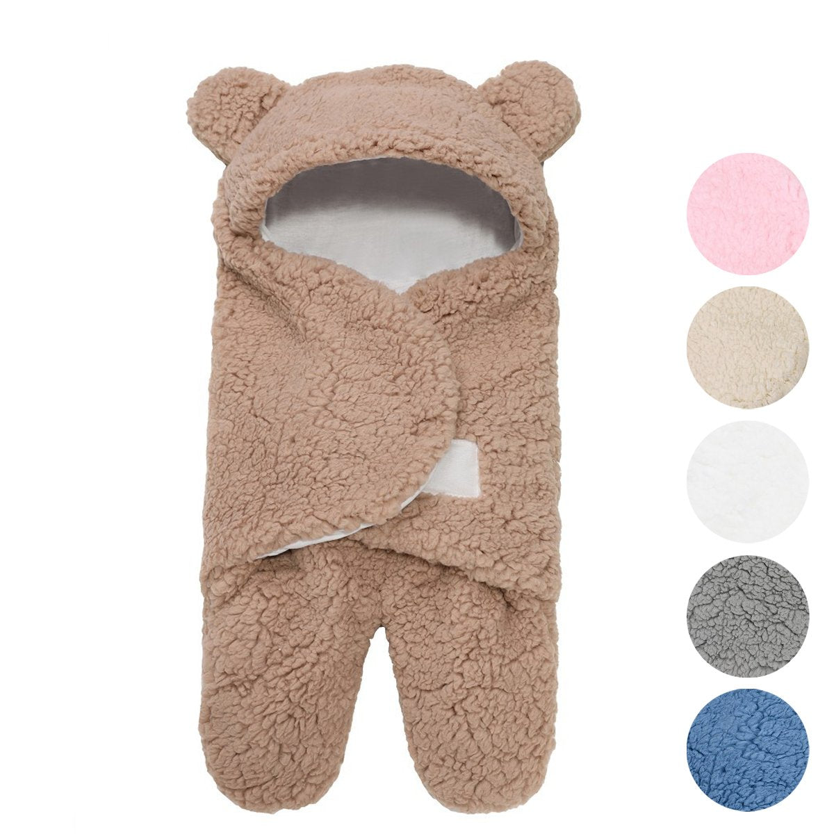 Thickened Fall and Winter Baby Split-Leg Plush Swaddle Sleep Sack- Anti-Kick