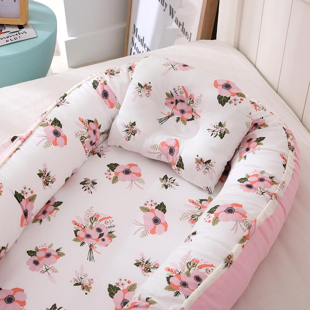 Baby Infant Nest Lounger Portable Breathable Travel Home Bed Crib With Pillow